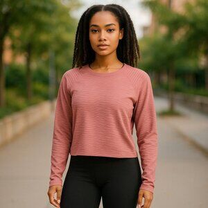 Isabella Activewear Long Sleeve Athletic Crop Top with Thumbholes NWT size XL Pi